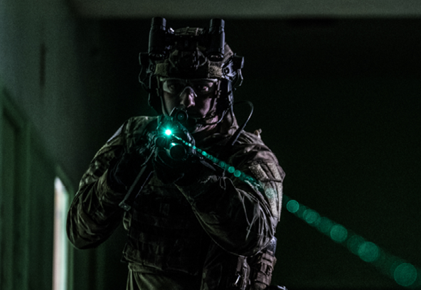 MAWL C1+ In use with visible green laser